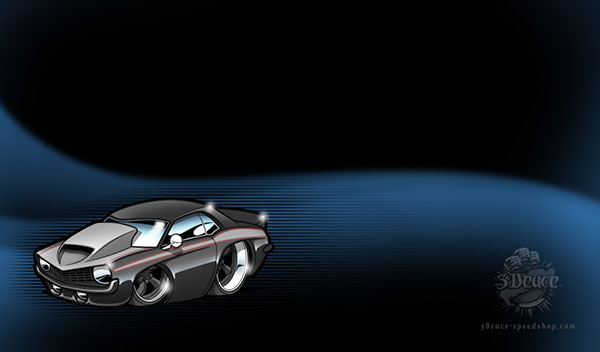 cartoon 1969 camaro with black and blue pattern