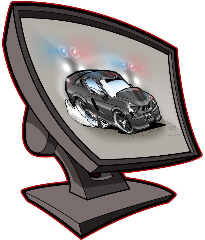 cartoon monitor with wallpaper