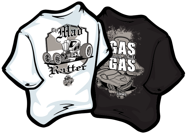 A black and a white shirt drawn in a cartoon style